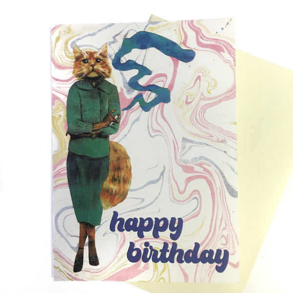 Cannabis Cat Happy Birthday Greeting Card