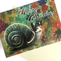 Snail Cat "Happy Birthday" Card