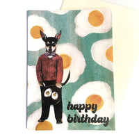 Retro Chihuahua Birthday Greeting Card - Paco Loves Eggs!