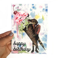 Ice Cream Gator Happy Birthday Greeting Card
