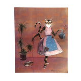 Vintage Style Art Print - Weird Art Cat Lady - 8x10" Animal Art - Mixed Media Florida Artist Pergamo Paper Goods