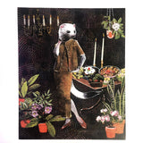 Vintage Style Art Print - Weird Art Weasel - 8x10" Animal Art - Mixed Media Florida Artist Pergamo Paper Goods