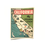 Vintage California Vinyl Stickers - California Map - The Golden State - Pergamo Paper Goods
