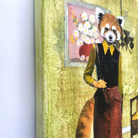 Original Animal Illustration - Red Panda Art -  8x10" Collage Painting By Gianna Pergamo (Pergamo Paper Goods)