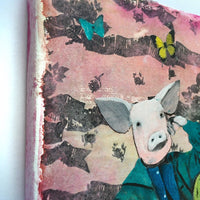 Retro Pig 8x10" Collage Painting
