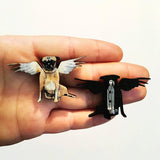 Handmade Gifts for Pug and Dog Lovers - Angel Pug Wood Lapel Pin www.pergamopapergoods.com
