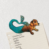 Housewarming Gifts for Mermaid Dog Lovers - Mermaid Dachshund Magnet www.pergamopapergoods.com