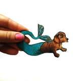 Housewarming Gifts for Mermaid Dog Lovers - Mermaid Dachshund Magnet www.pergamopapergoods.com