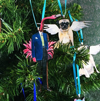 Pug Lover Stocking Stuffer Holiday Gift- Angel Pug Christmas Ornament www.pergamopapergoods.com