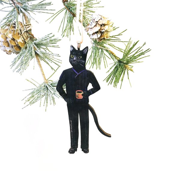 Cat Lover Christmas Gift Stocking Stuffer - Black Cat Holiday Ornament www.pergamopapergoods.com