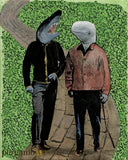 Fun Gay Art - Ocean Friends Art Print - Shark & Beluga take a Stroll by Pergamo Paper Goods