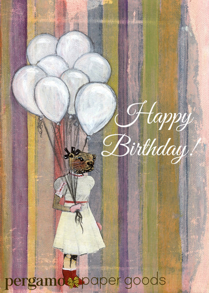 Balloon Otter Birthday Card