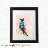 Framed Cat Art - Gifts for Cat Lovers - Vintage Beer Cat Art Print - Funny Cat Gifts by Pergamo Paper Goods