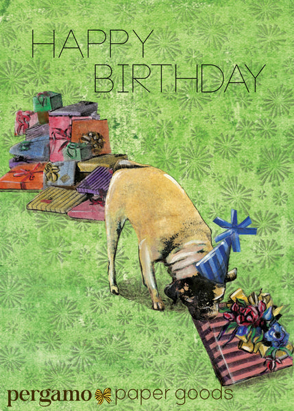Present Pug Birthday Card