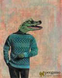 Alligator Art Print - 8x10" Animal Art - Mixed Media Florida Artist Pergamo Paper Goods
