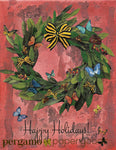 Unique Holiday Card or Card Set - Christmas Wreath Card