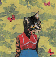 Close Up of Dressed up Cat Art - Retro Art for Cat Moms - Vintage Cat Art - Butterfly Cat Art Print by Pergamo Paper Goods