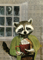 Hot Cocoa Raccoon Card