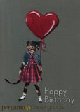 Retro cat illustration, Cat Art, Animal Art, Animals wearing clothes, Cats wearing clothes, Cat Birthday Card, Happy Birthday