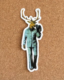 Anthropomorphic deer vinyl sticker. Deer laptop sticker.