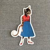 Fun Handmade Laptop Stickers, Retro Cat Vinyl Sticker www.pergamopapergoods.com