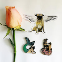 Cupid Pug Vinyl Sticker