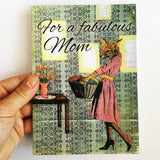 For a Fabulous Mom Card, Mom Fox Card, Retro Illustrated Fox Mom Card, Retro Greeting Card