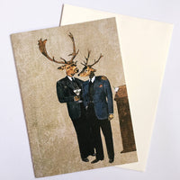 Gay cards for animal lovers. Vintaged dressed up animals. Gay deer card