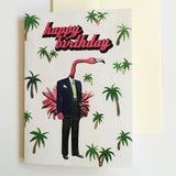 Flamingo art birthday card. Florida birthday card. Unique mens birthday card. Birthday card for husband. Birthday card for dad. Birthday card for boyfriend.