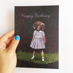 Dachshund birthday card, Birthday Dachshund Card, Dressed Up Dachshund, Vintage Dachshund Card, Retro Dog Card, Retro Dog Birthday card