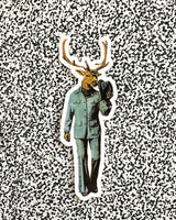 Illustrated vinyl sticker. Deer laptop sticker, retro deer illustration.