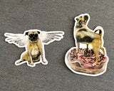 Pug Vinyl Stickers. Angel Pug Sticker, Donut Pug Sticker. Vinyl Laptop Stickers Made in USA