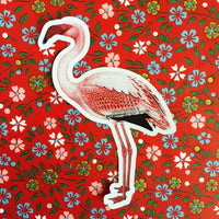 Retro flamingo sticker, vintage flamingo sticker