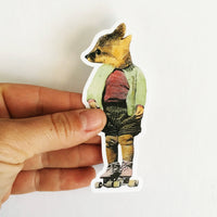 Hand holding a fox laptop sticker, Cute fox sticker, baby fox gift, baby fox laptop sticker