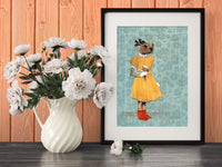 Gifts for Otter Lovers - Retro Otter Art Print - Otter in Yellow Dress by Pergamo Paper Goods