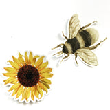 Bee Vinyl Sticker with Sunflower Sticker