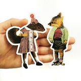 Illustrated Vinyl Stickers for Animal Lovers - Squirrel and Fox Vinyl Stickers www.pergamopapergoods.com