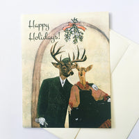 Unique holiday cards for animal lovers, Mistletoe deer, Dressed up animals
