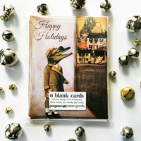Alligator Holiday Card or Card Set - Window Gator