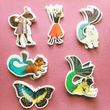 Dressed up Squirrel Vinyl Sticker, Alligator Vinyl Sticker, Mermaid Cat Sticker, Mermaid Dachshund Sticker, Mermaid Pug Sticker, Colorful Butterfly Sticker