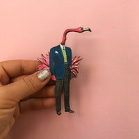 Holding a handmade magnet. Florida gift, Flamingo gift, Retro lover gift. www.pergamopapergoods.com