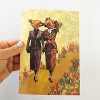 Love card for lesbians, Animal lovers card, fox card, indie artist card, independent artist cards