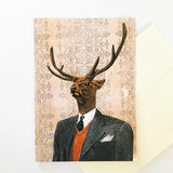 Buck card for dads. Handmade greeting card. Deer illustration