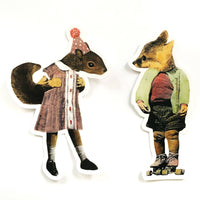 Squirrel and fox stickers, vinyl stickers www.pergamopapergoods.com