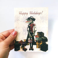 Alligator Holiday Card or Card Set - Present Gator