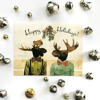 Gay Christmas Card, Moose Christmas Card, Illustrated Christmas Card
