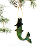 Black Cat Mermaid Christmas Ornament with Tree Branches