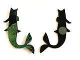 Handmade Gifts for Cat Lovers - Black Cat Mermaid Wooden Magnet www.pergamopapergoods.com