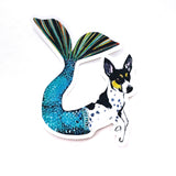 Mermaid Dog Vinyl Sticker - Rat Terrier