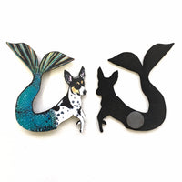 Mermaid Dog Magnet, Rat Terrier Gift, Dog Mermaid Gift, Weird Dog Art, Rat Terrier Memorial Art Fantasy Gift by Pergamo Paper Goods